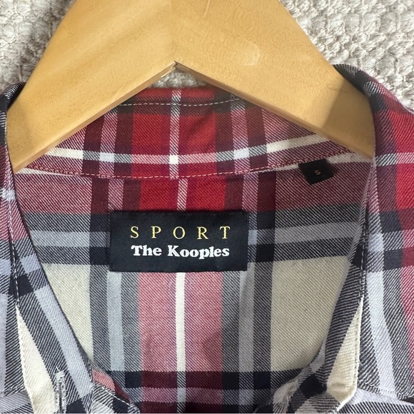 THE KOOPLES SPORT red and white plaid button down top S - Picture 4 of 6
